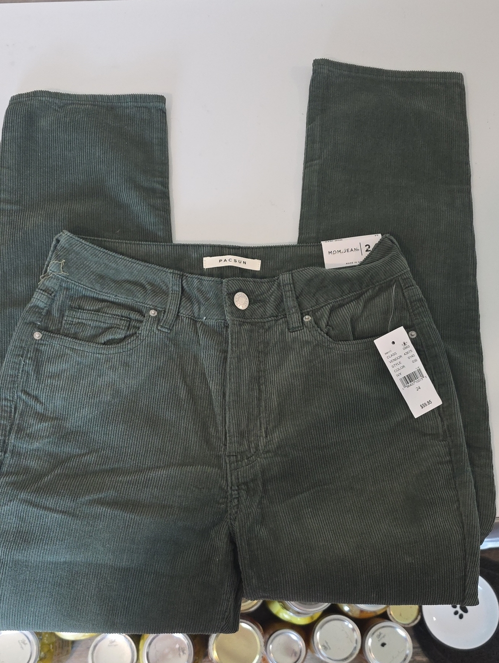 PacSun Women's Dark Green Corduroy Straight-Leg Jeans